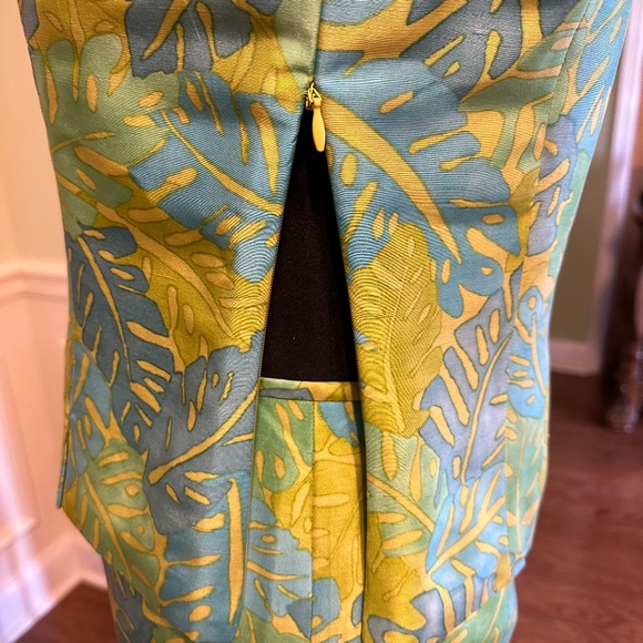 VINTAGE KASPER A.S.L. Petite SILK 2 PC SKIRT AND TOP SET TROPICAL DESIGN SIZE 2 - Picture 7 of 14